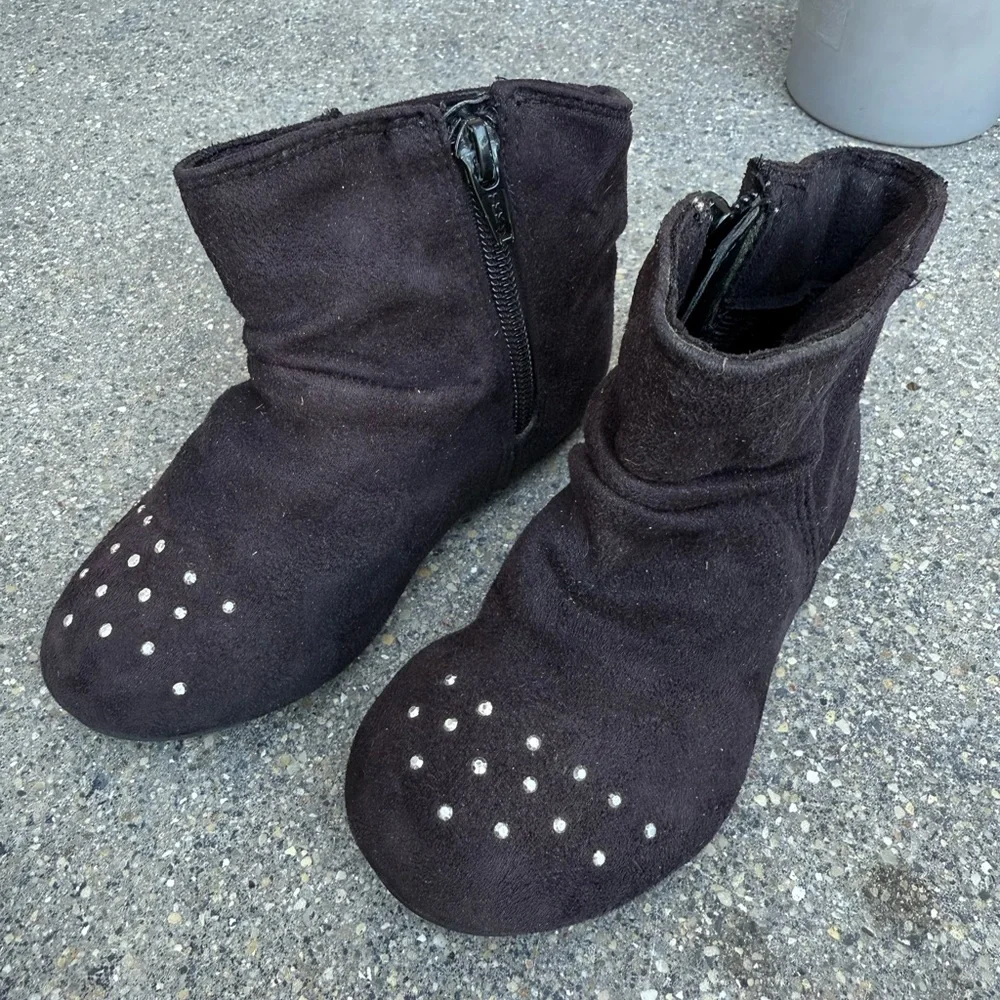 Sonoma toddler girls faux suede black boots booties shoes 9